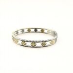 Silver Plated Bangle Bracelet Korean Design with cutout clover motif, Lightweight Bangle 2.5 Inch