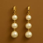 imported pearl drop earrings with silver pin