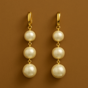imported pearl drop earrings with silver pin