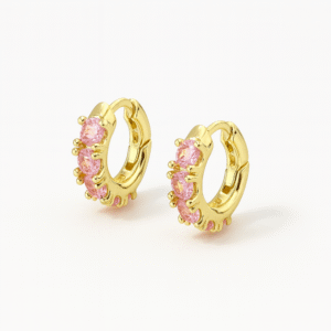 pink stone hoops