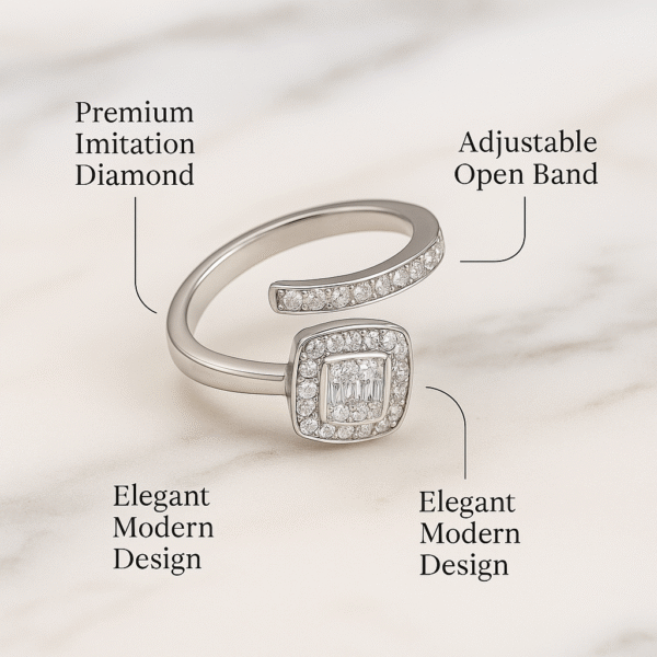 silver square ring