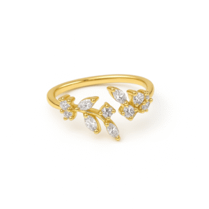 gold plated adjustable Leaf ring
