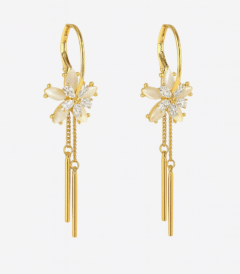 golden floral drop earrings