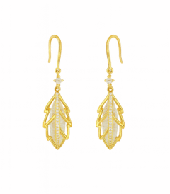 golden leaf drop earrings