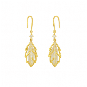 golden leaf drop earrings