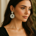 silver round drop earrings