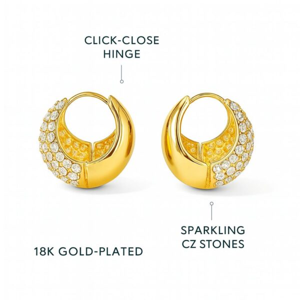 golden hoop earrings with crystals