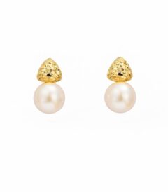 golden pearl stud earrings