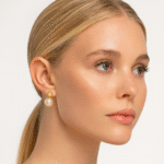 golden pearl stud earrings