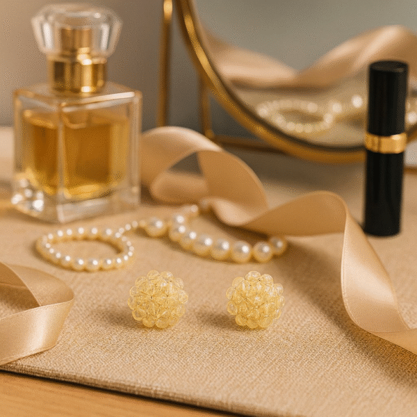 golden floral stud earrings