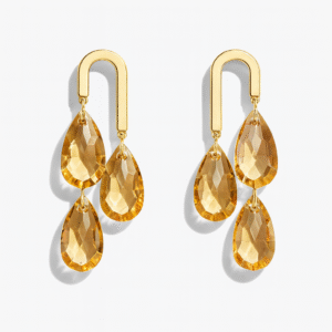 Golden Drop Earrings with Crystals