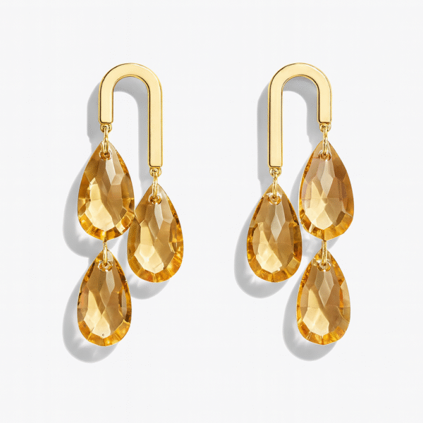 Golden Drop Earrings with Crystals