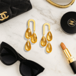 Golden Drop Earrings with Crystals
