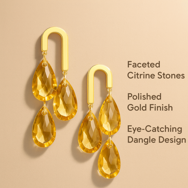Golden Drop Earrings with Crystals