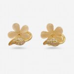 Opalescent Flower Studs with CZ Leaf