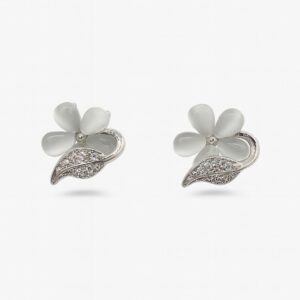 silver flower earrings for women