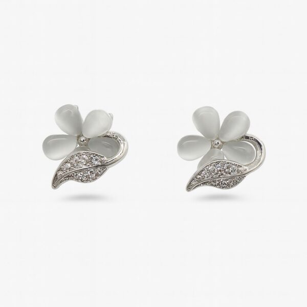 silver flower earrings for women