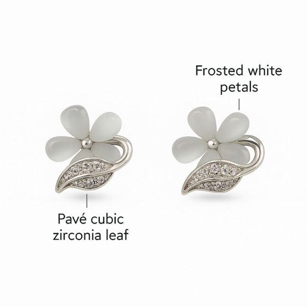 silver flower earrings for women