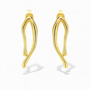 Abstract Wave Gold Drop Earrings