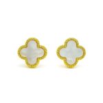 Jewelsland Gold Clover Pearl Stud Earrings