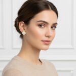Jewelsland Gold Clover Pearl Stud Earrings