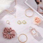 Gold Plated Clover Stud Earrings with Mother-of-Pearl Inlay - Image 3