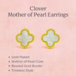 Gold Plated Clover Stud Earrings with Mother-of-Pearl Inlay - Image 4