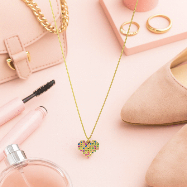 Multicolor Heart Pendant Chain