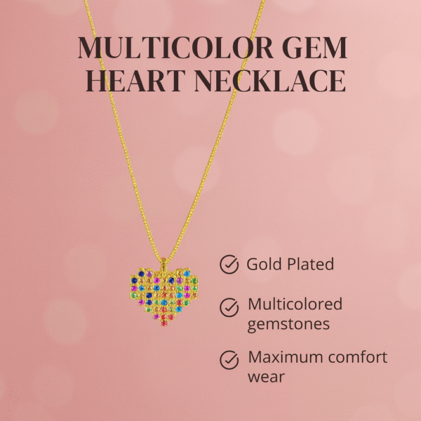 Multicolor Heart Pendant Chain