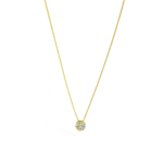 Gold Plated Multicoloured CZ Necklace featuring a small, round pendant paved with tiny, brightly colored CZ stones.