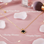 Gold Plated Black Clover Pendant - Image 4