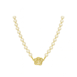 Pearl Necklace Gold Floral Design