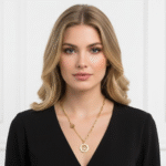 Interlocking Circles Gold Mixed Chain Necklace - Image 2