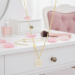 Interlocking Circles Gold Mixed Chain Necklace - Image 3