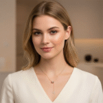 Rose Gold Plated Lariat Necklace with CZ Cylinder Bead - Image 2