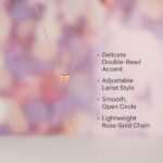 Rose Gold Plated Lariat Necklace with CZ Cylinder Bead - Image 4