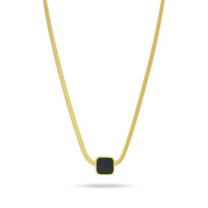 Jewelsland Black Stone Pendant Chain