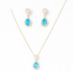 Blue Stone Teardrop Necklace Set