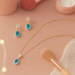 Blue Stone Teardrop Necklace Set