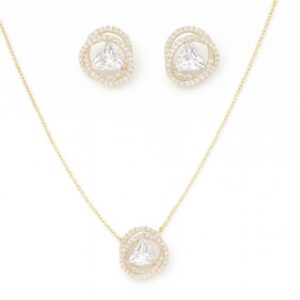 Gold Triangle Crystal Necklace Set