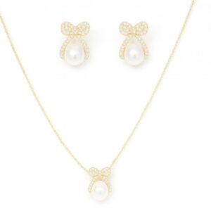 Jewelsland Pearl Bow Necklace Set