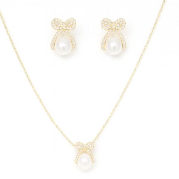 Jewelsland Pearl Bow Necklace Set