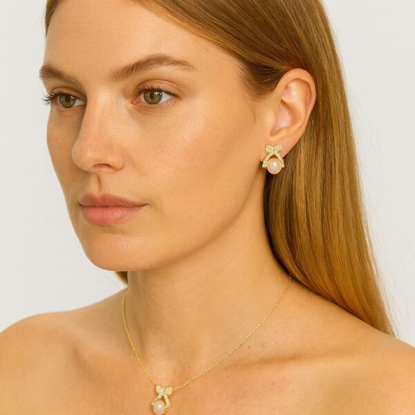 Jewelsland Pearl Bow Necklace Set