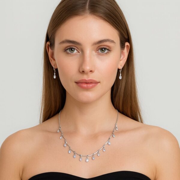 Silver Necklace and Earrings Set
