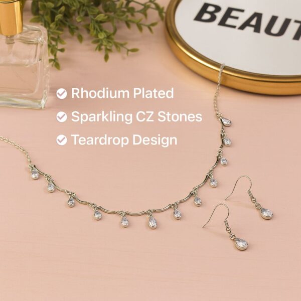 Silver Necklace and Earrings Set