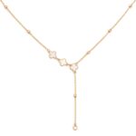 Gold Chain with White Clover Drop Necklace