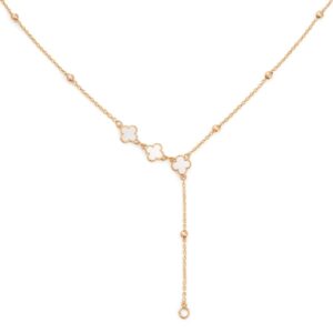 Gold Chain with White Clover Drop Necklace