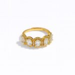 Gold Ring with Oval Sparkling Stones