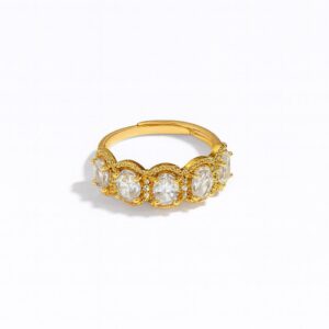 Gold Ring with Oval Sparkling Stones
