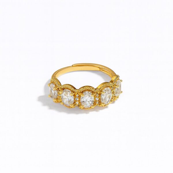 Gold Ring with Oval Sparkling Stones